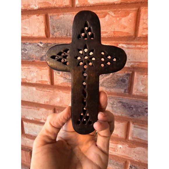 Other - Carved‎ Wooden Cross Rustic Home Decor India